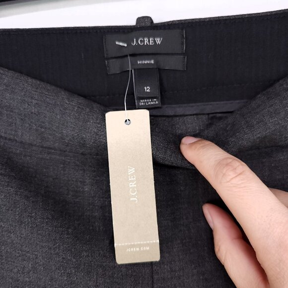 J.Crew Minnie Wool Blend Dress Pants Womens Size 12 Gray Side Zip Straight Leg - Picture 8 of 13